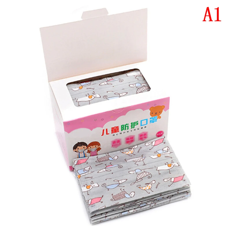 1 50Pcs Non-Woven Medical Earloop Respirator Cover Cartoon 3 Layer Mouth Face Mask Child Kids Disposable Anti Dust Mouth Mask - Цвет: 1
