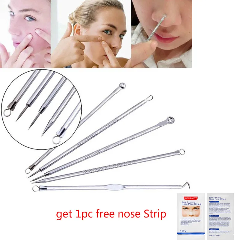 5pc Needles 5 шт., вакуумное средство для удаления угрей, прыщей, угрей, инструмент для удаления угрей, ложка, иглы для лица, очиститель пор для лица - Цвет: 5pc Needles