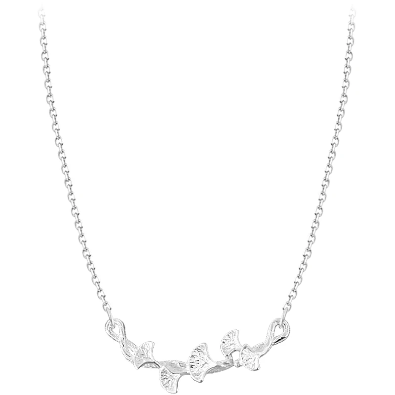 462ZHAO Literature art Branch silver Apricot leaves lovely Leaf S925 Silver necklace Clavicular chain Gift female models | Украшения и