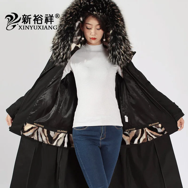 XINYUXIANG/2 предмета 3 стиля настоящие норковые меховые парки на подкладке зимняя