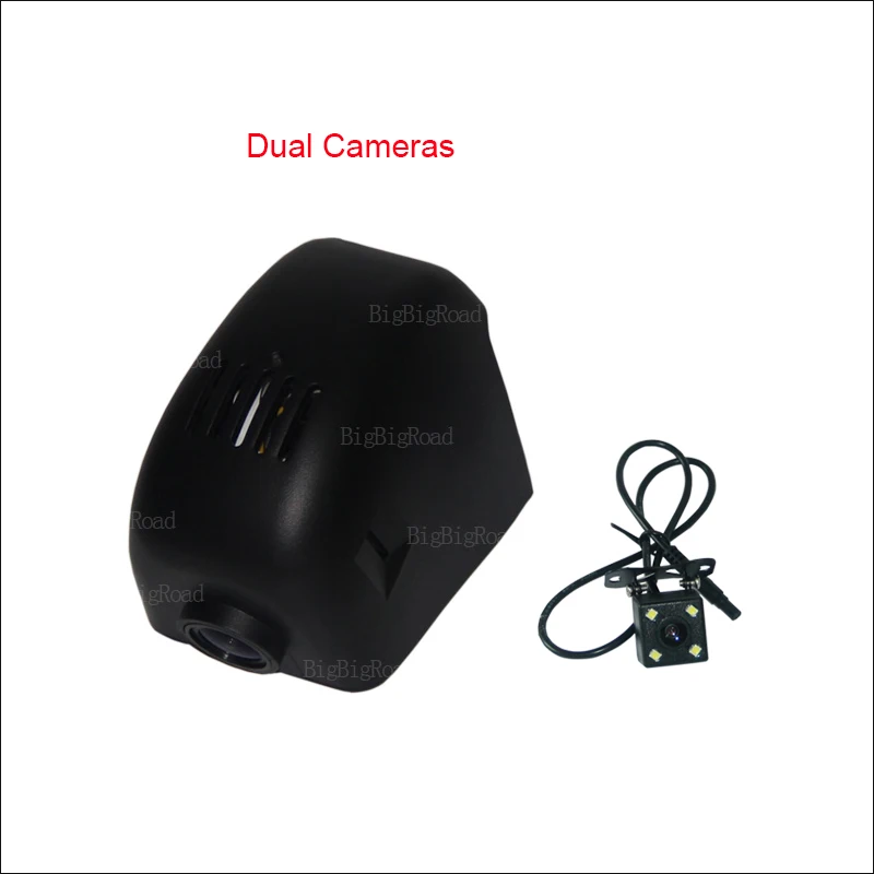 Black Dual Cameras BigBigRoad для Audi A6 A4 A3 Sedan Q5 Q7 A4L автомобильный wifi DVR видеорегистратор камера - Название цвета: Black Dual Cameras