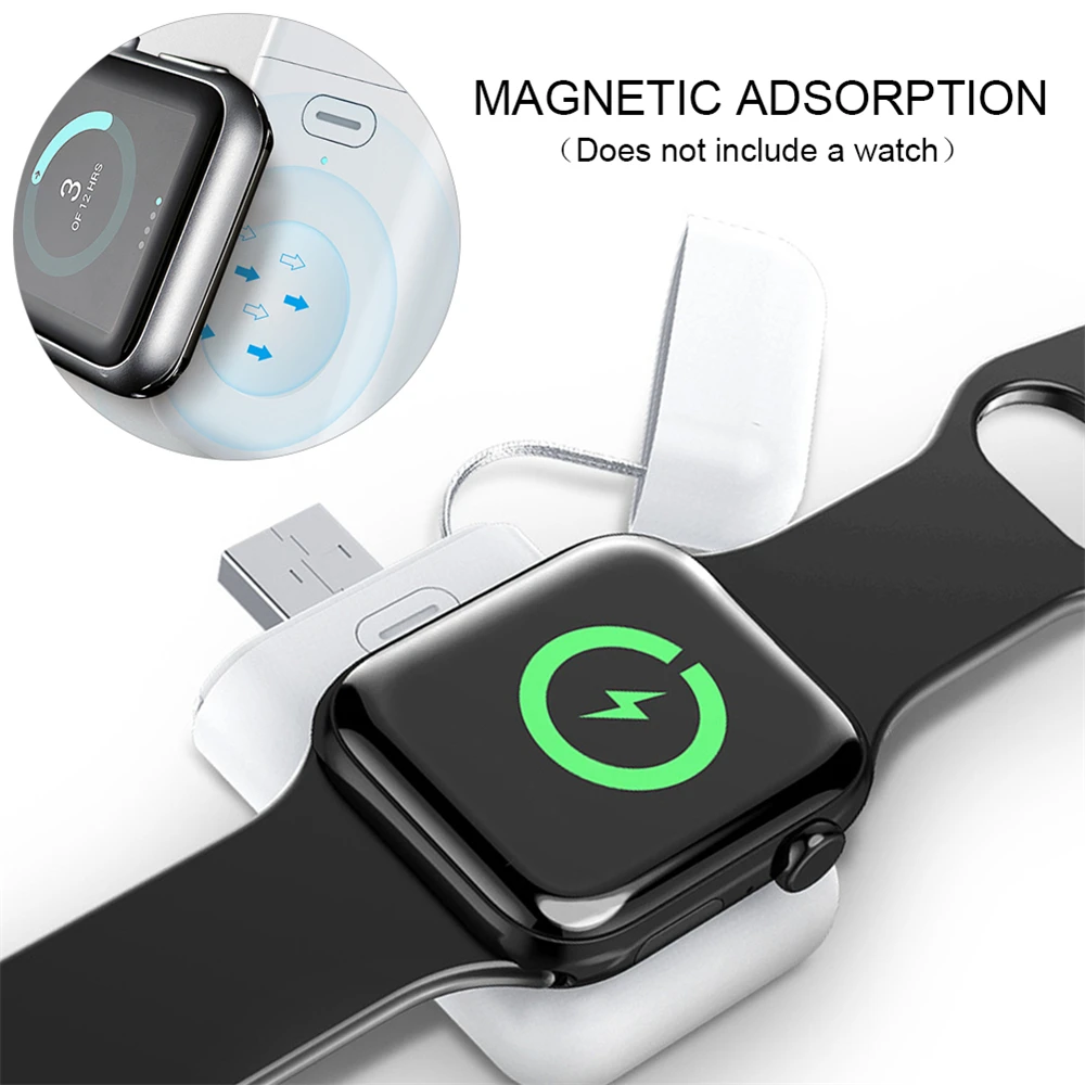 Беспроводная зарядка Qi для часов портативный внешний аккумулятор 1000 мАч Apple Watch