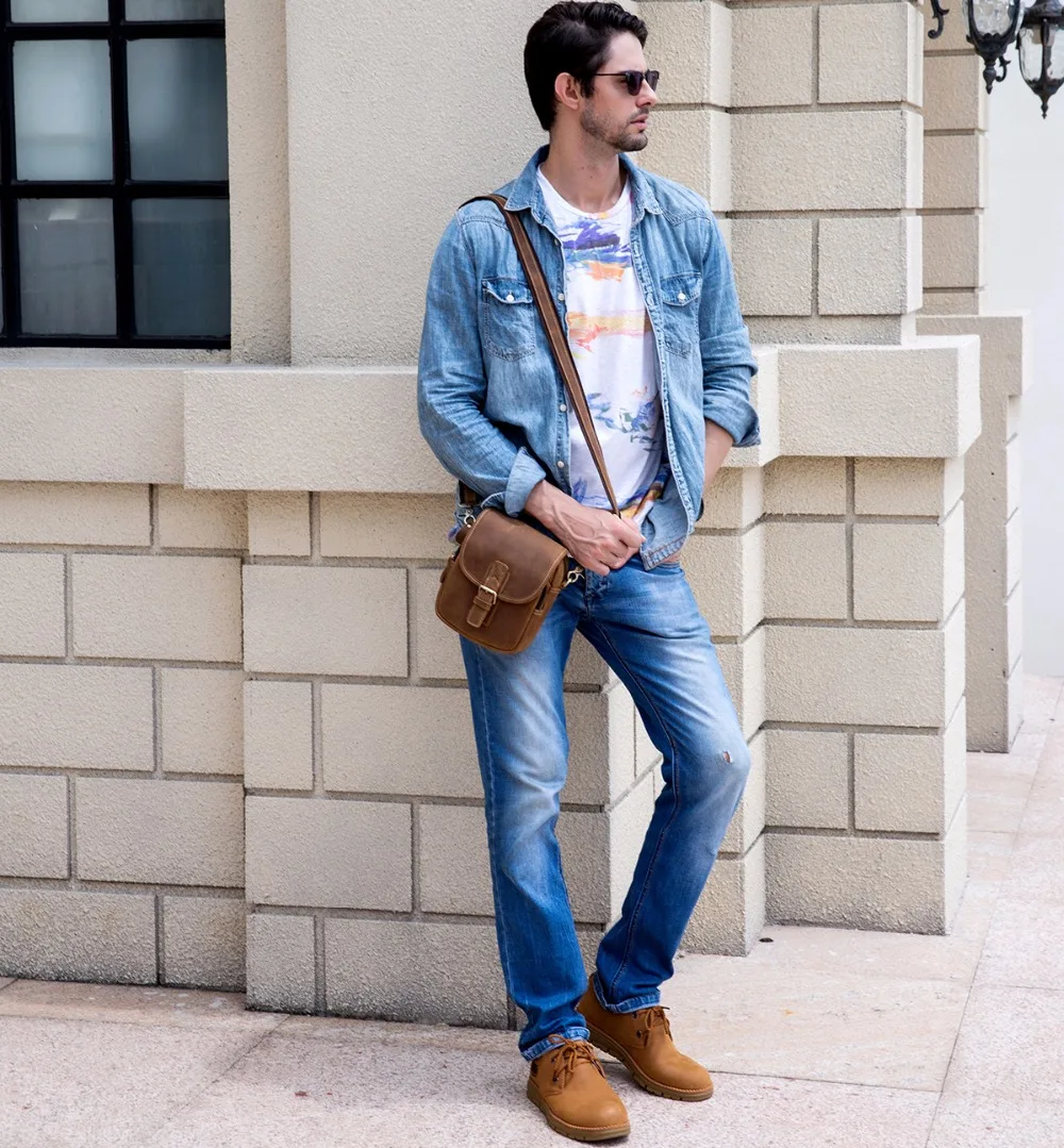 Мужская поясная сумка из натуральной кожи 2 использования Маленькая кожаная