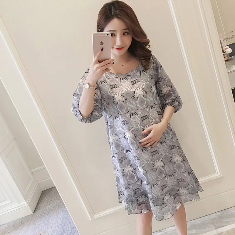Платье для беременных Goaryunve шифоновое платье с о вырезом и коротким рукавом
