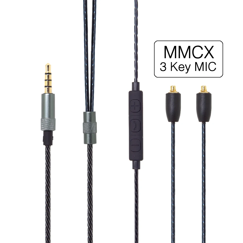 FAAEAL MMCX кабель 5N-OFC провод Модернизированный кабель для наушников для Shure SE215 SE846 UE900 сменный кабель для IE80 IE8 IE8I с микрофоном - Цвет: MMCX 3key MIC