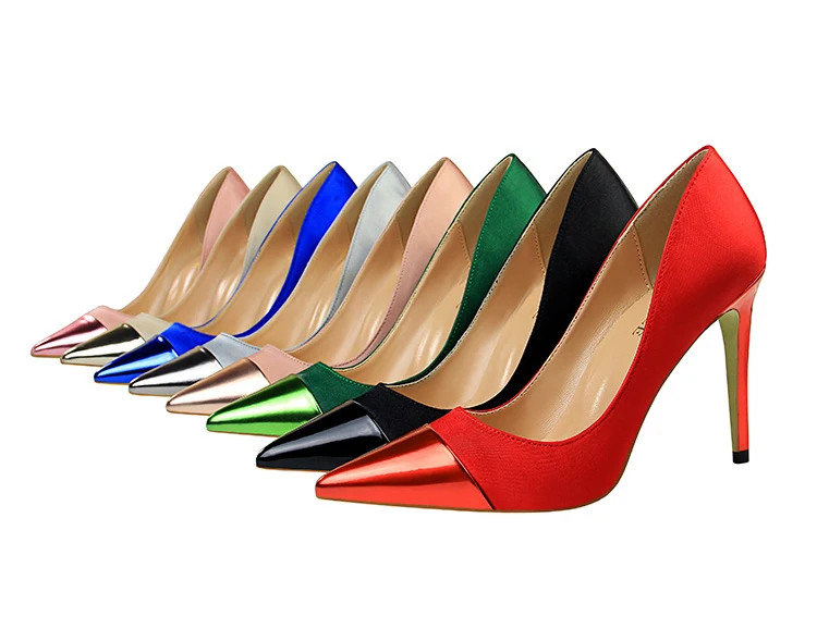 

BIGTREE Fashion Simple High-heel Satin Stitching Tip Stiletto Heels Sexy Pointed Toe High Heeled Shoes Joint Women Pumps