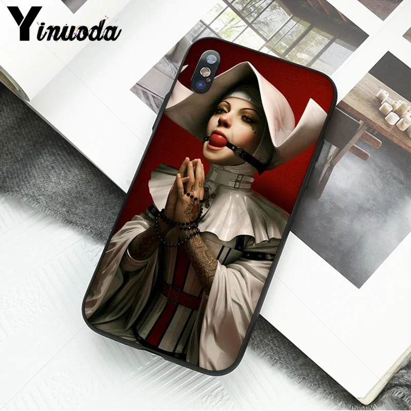 Yinuoda Sister nun TPU Мягкий силиконовый черный чехол для телефона для Apple iPhone 8 7 6 6S Plus X XS MAX 5 5S SE XR Чехол для мобильного телефона