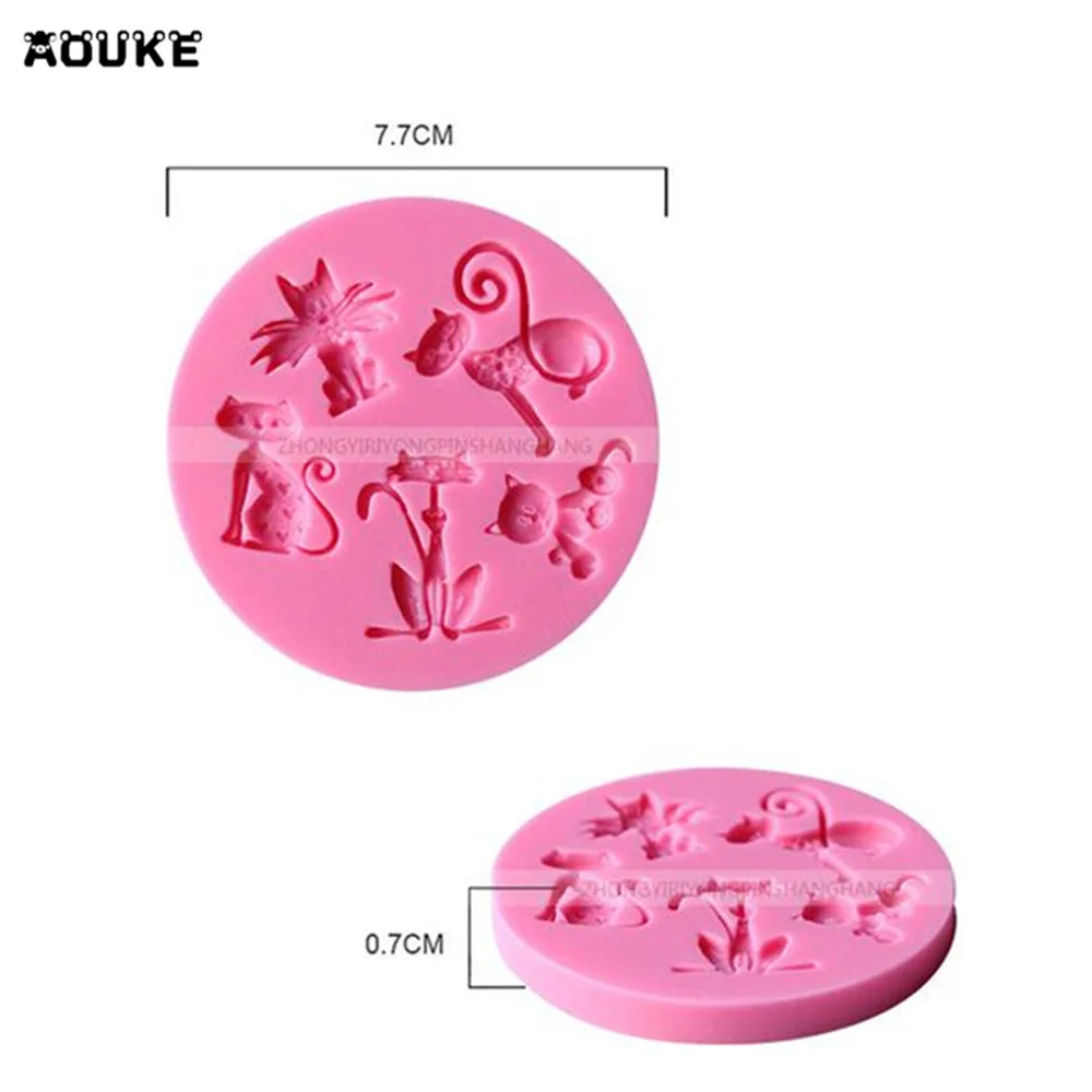 Милая мультяшная джентльменская форма кошки силиконовая для помадки торта