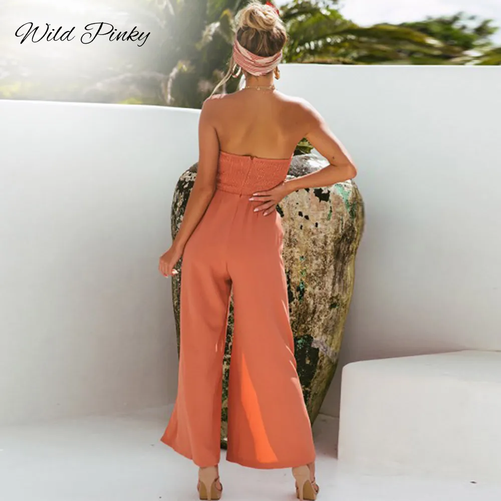 WildPinky 2019 стильные широкие комбинезоны Повседневное Высокая Талия Разделение без