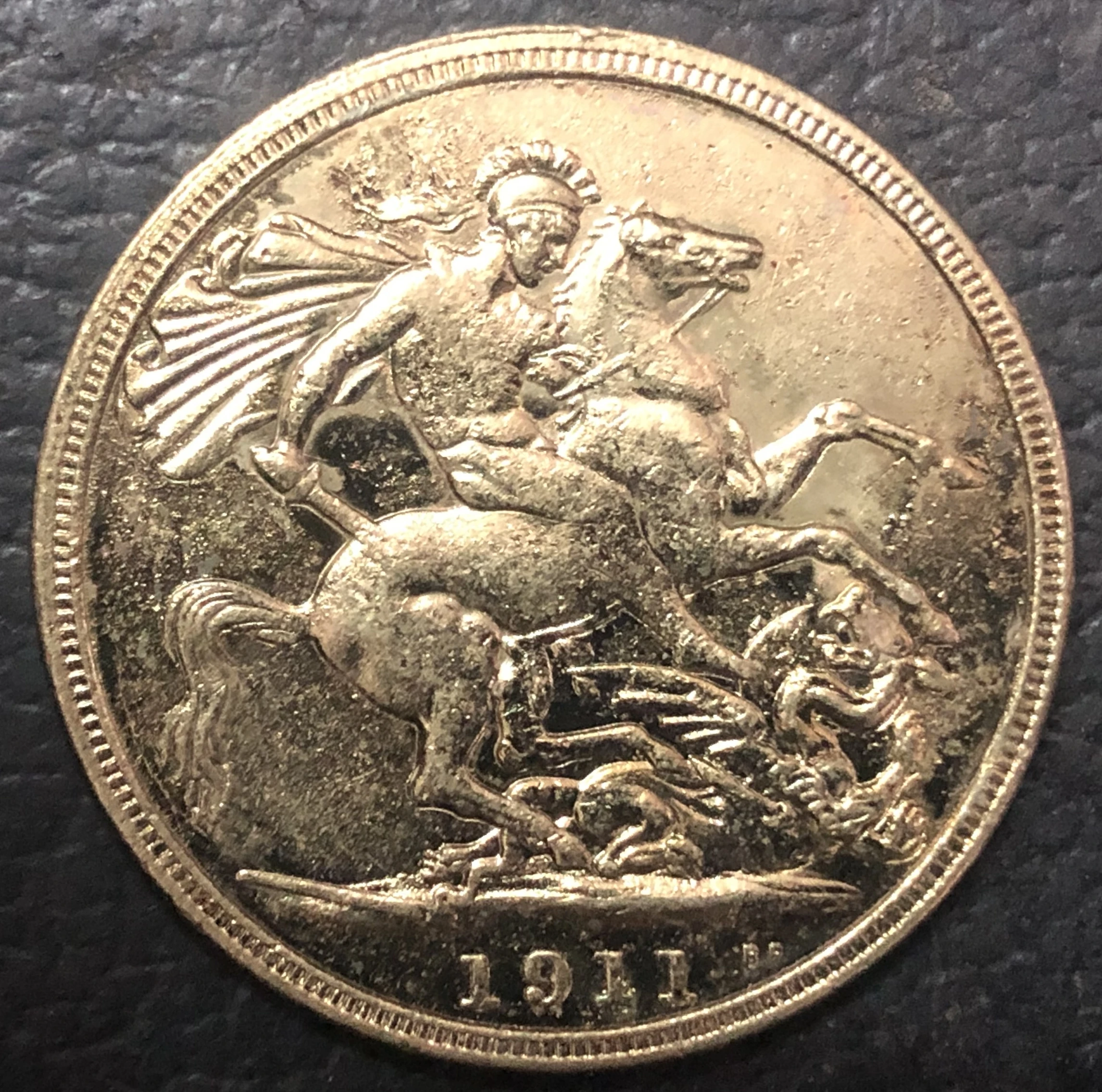 1911 Великобритания 5 фунтов Джордж V .9999 копия монеты с покрытием из чистого