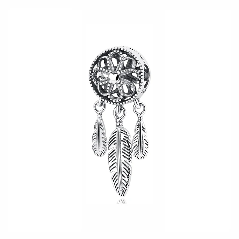 Dream Catcher Аутентичные оригинальные бусины из стерлингового серебра 925 амулет, сердечко любви семейное дерево мама талисманы подходят Пандора браслеты для женщин DIY ювелирные изделия - Цвет: Dream Catcher