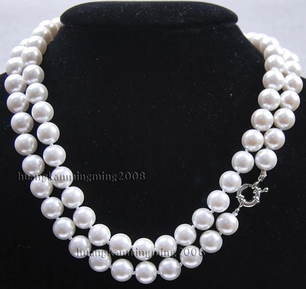Ожерелье из белого жемчуга с ракушками 10 мм класс ААА 32 дюйма|necklace short|necklace