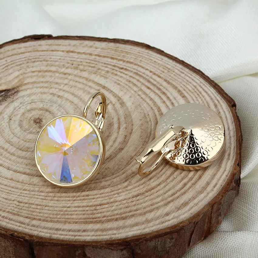 Gold plated Dishana Висячие серьги для женщин, элегантные серьги с камнями, женские модные ювелирные изделия, Круглые Австрийские кристаллы, ювелирные изделия(E0098-1 - Окраска металла: Gold plated