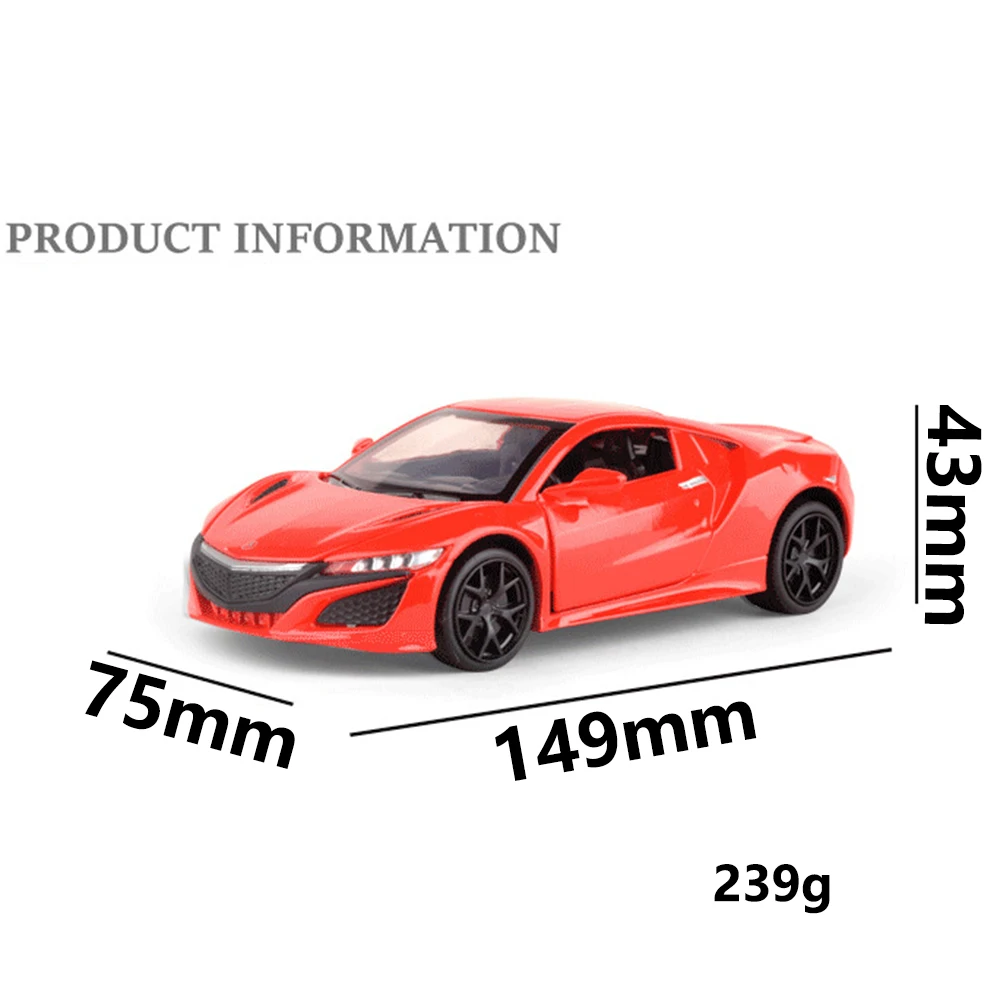 1:32 Acura nsx музыкальная с подсветкой машина литые игрушечные машинки модель