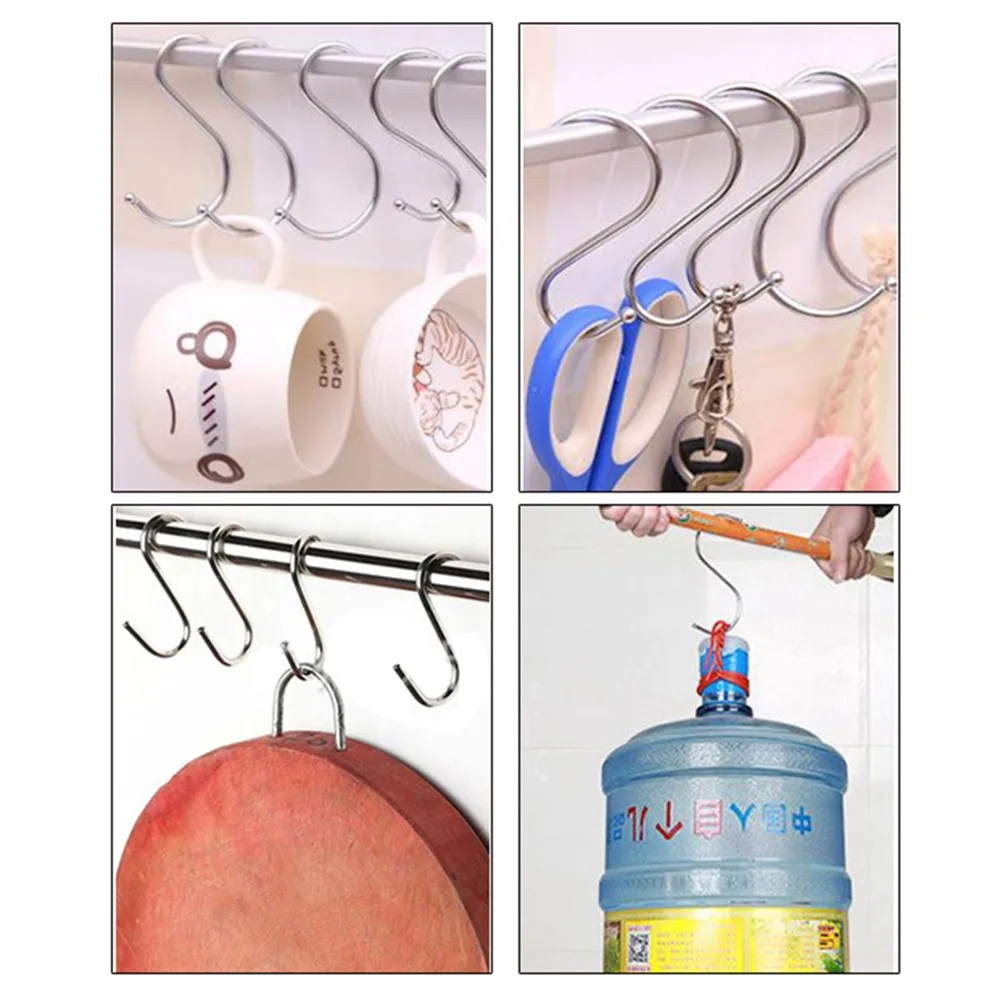 

10 Pcs/lot S/M/L/XL Powerful "S" Shape Type Stainless Steel Storage Hanger Hooks Organizer Choose