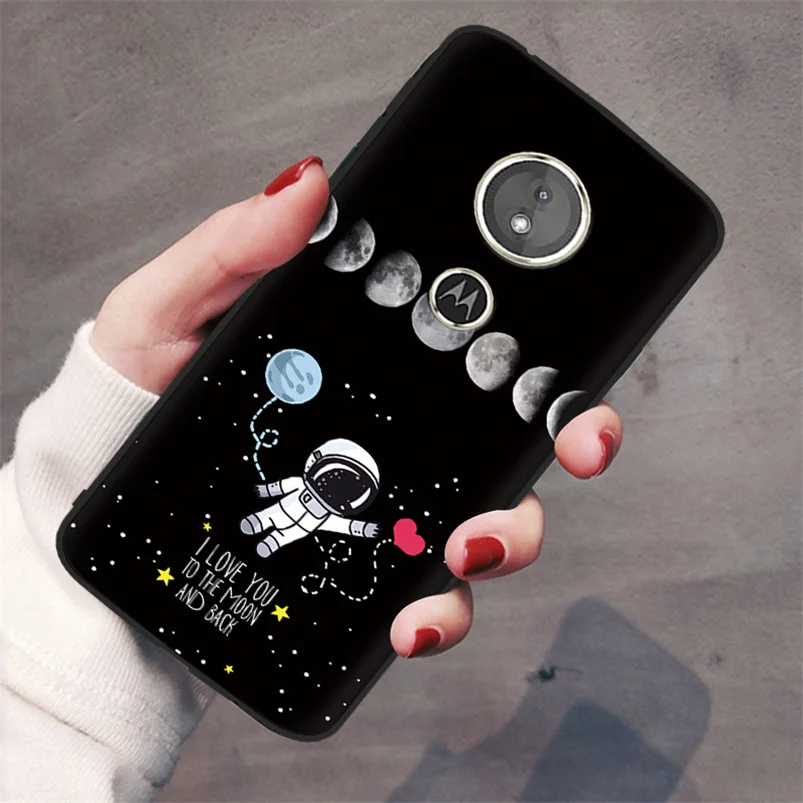qqyhy Мягкий черный матовый чехол из ТПУ для Motorola Moto G6 Play E4 E5 EU G5 G5S Plus Милая задняя крышка с астронавтом для Moto G5S чехол с изображением Звезды Луны - Цвет: qqyhy