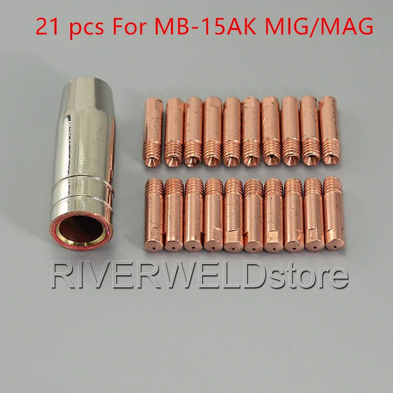 21шт./компл. фонарь для сварки MIG/MAG газовая насадка 145 0075 и контактный наконечник M6