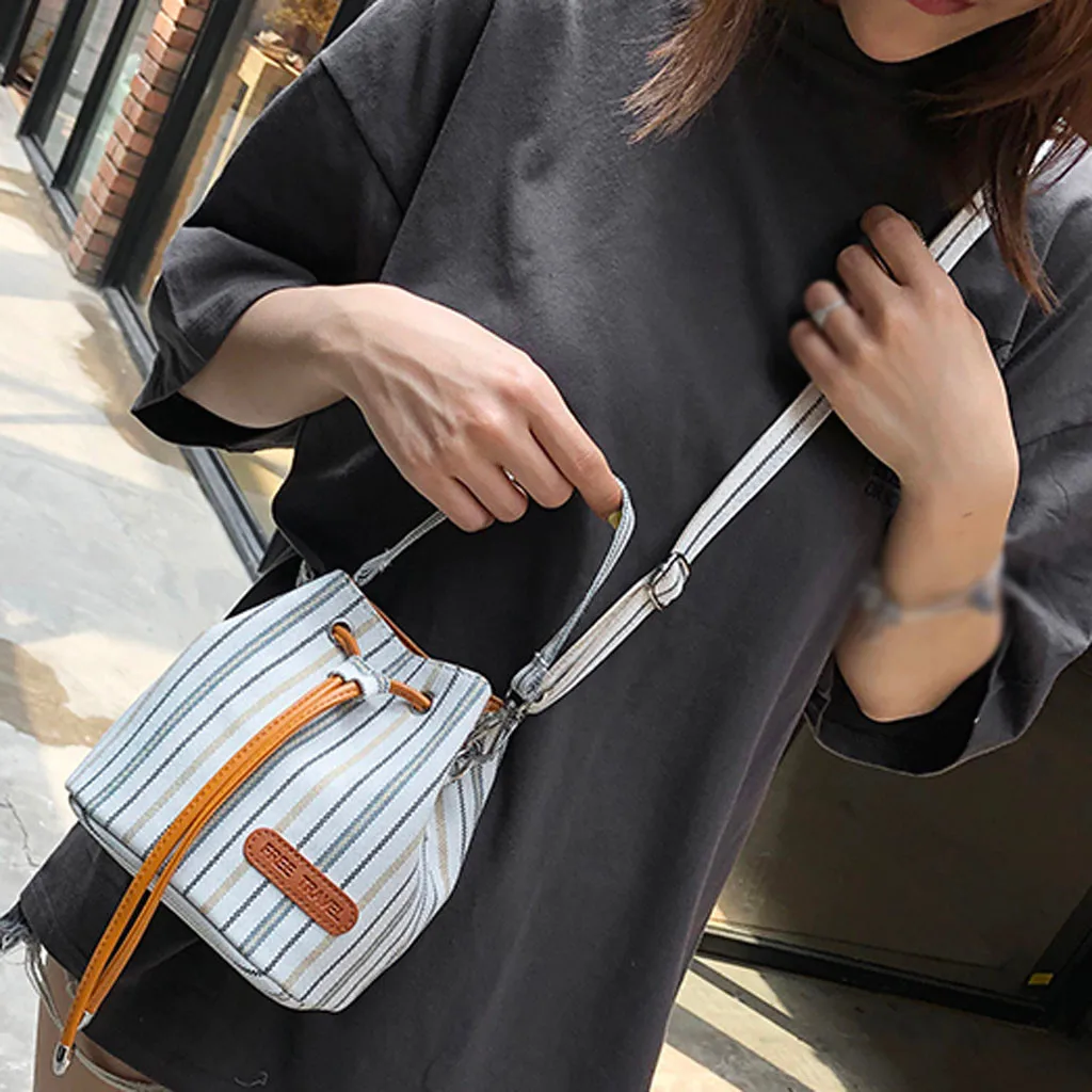 Женская модная сумка-ведро сумка через плечо в полоску Повседневная