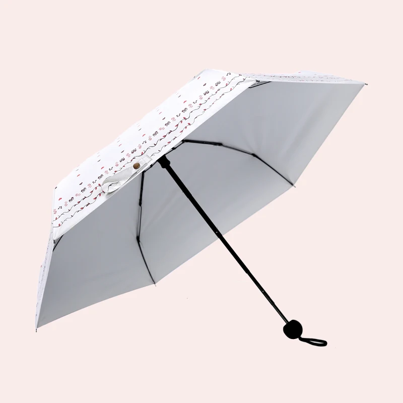 Mini Lovely Five Folding Umbrella for Easy Carry Color Coating Anti UV Durable Parasol Lady Sunny Rain Three | Аксессуары для