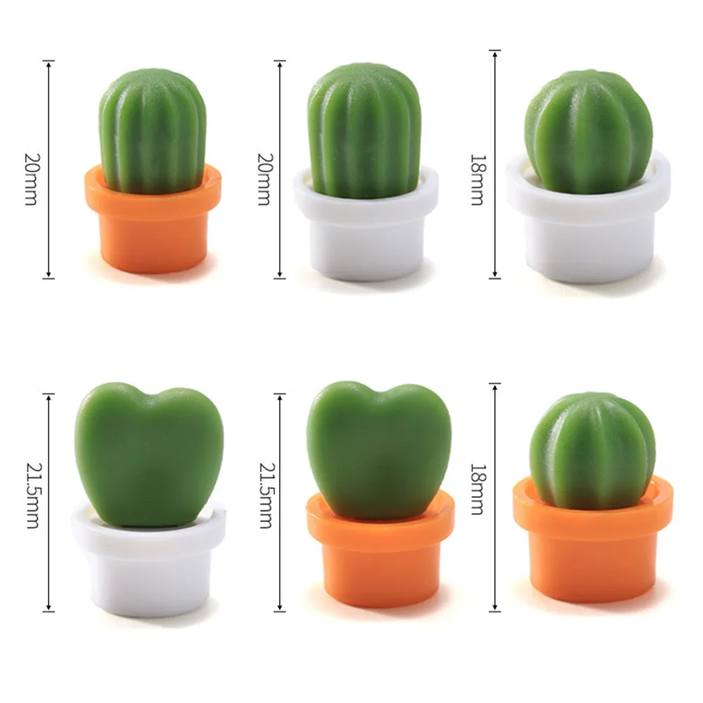 6pcs Cute Succulent Plant Magnet Button Cactus Refrigerator Message Sticker Home Decoration Sticker#w | Дом и сад