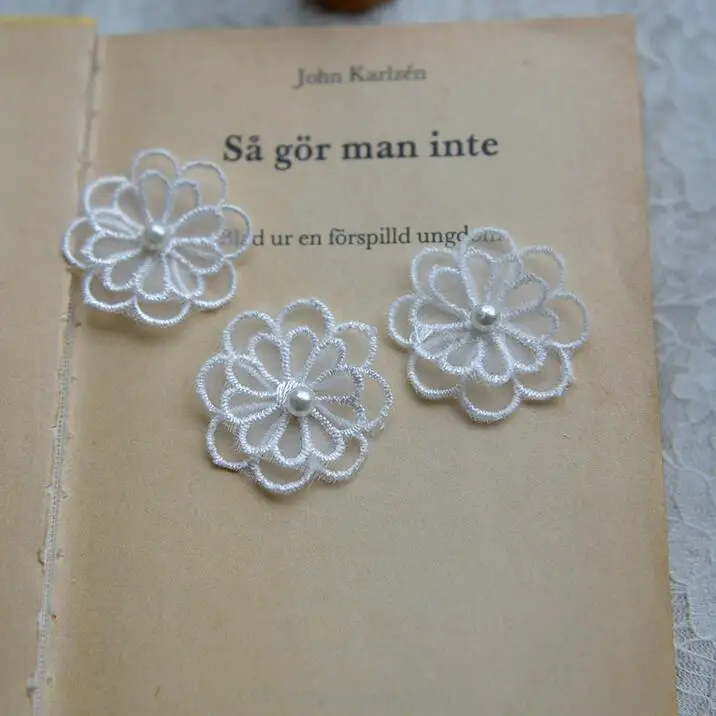 5 шт. Кружевная аппликация из органзы с жемчугом | Дом и сад