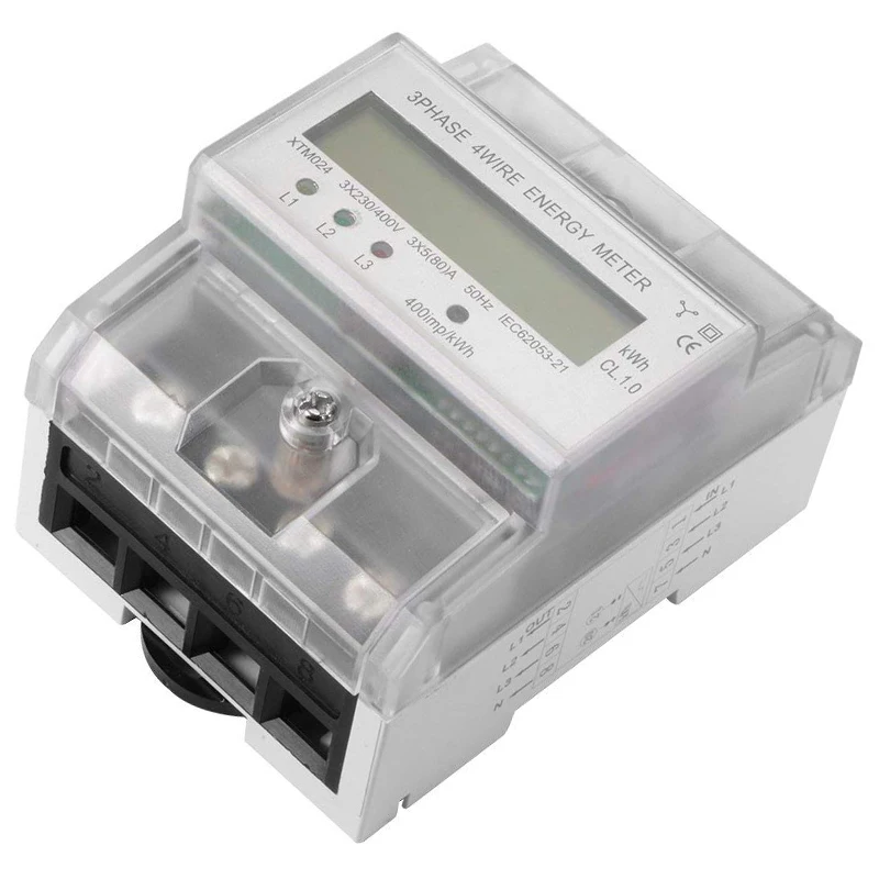 Цифровой ЖК-дисплей 50 Гц 5 (80) A 3X230V/400V счетчик энергии 3-фазный 4-проводный din-рейку