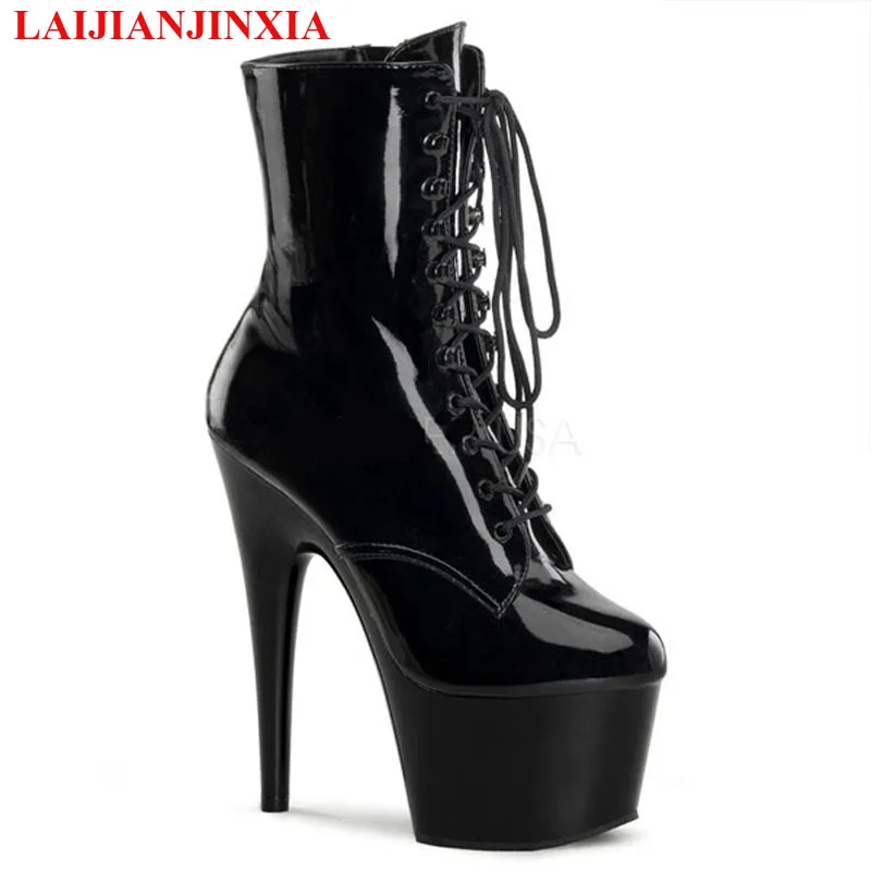 LAIJIANJINXIA/Большие размеры 35-45, 46, г. весенне-осенние женские рабочие ботинки 15 см туфли-лодочки на платформе на тонком высоком каблуке с кристаллами женская обувь
