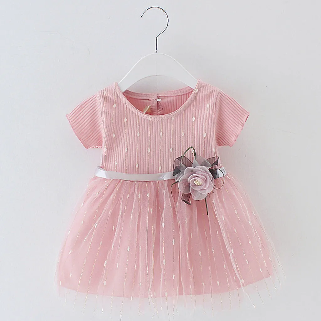 Детская одежда Одежда для маленьких детей платье принцессы с короткими рукавами