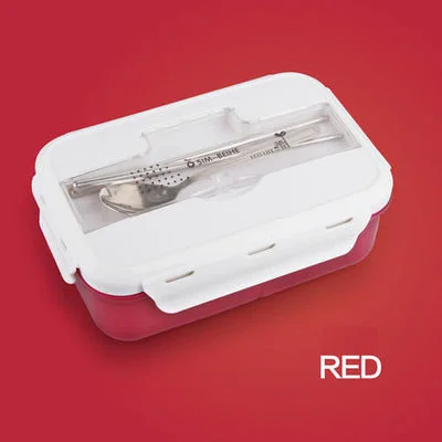 Red Креативные студенческие микроволновые большие пластиковые квадратные тарелки Bento Box с подогревом, контейнер для еды - Цвет: Red