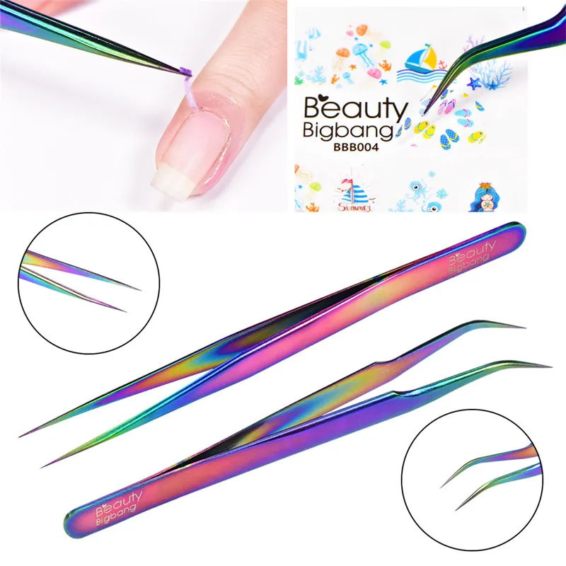 Пинцет для ногтей BeautyBigBang Rainbow Маникюрный Инструмент дизайна ремонт уход