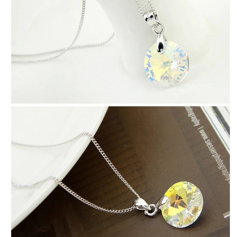 Joyashiny классическое круглое ожерелье с кристаллами от Swarovski Elements серебряное ожерелье с цепочкой для женщин детские ювелирные изделия