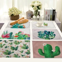 non slip tropical plant cactus printing placemat kitchen accessories decorated with fleshy green tableware for dining table