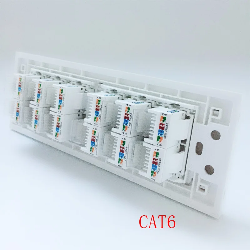 CAT6 12 портов CAT5E CAT 6 RJ45 Ethernet LAN настенная панель 118 Тип интернет лицевая крышка - Цвет: CAT6