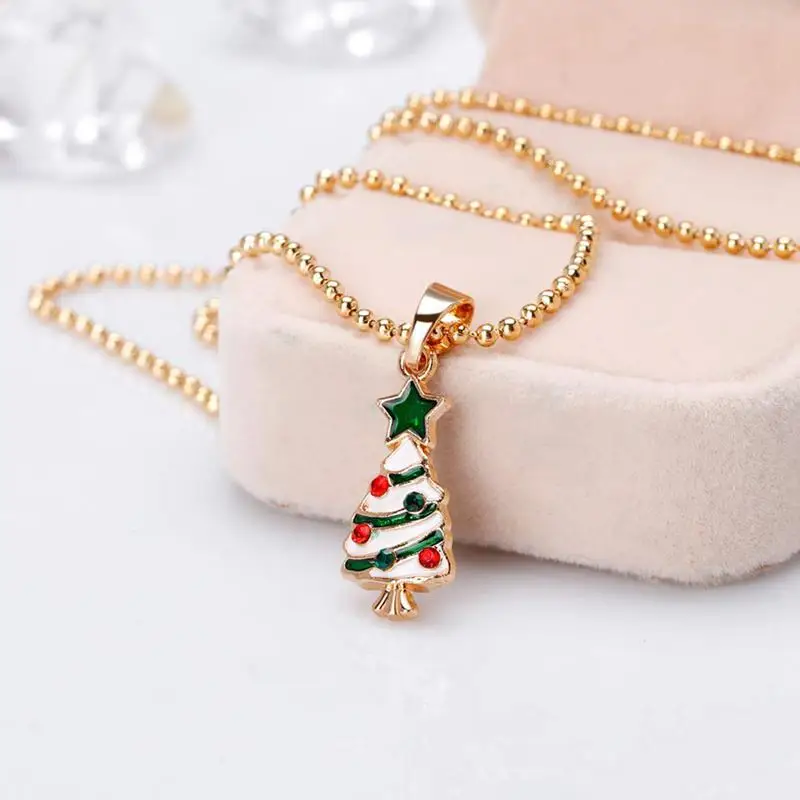 Christmas Necklaces Gold Tree Enamel Pendant Necklace for Women Gifts Party Jewellery | Украшения и аксессуары