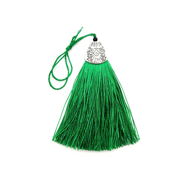 Green tassls 30 шт. Металлические колпачки шелковые кисточки бахрома кулон DIY ремесла материал цвет кисточка отделка Шторы Декор серьги ювелирные изделия компоненты - Цвет: Green tassls