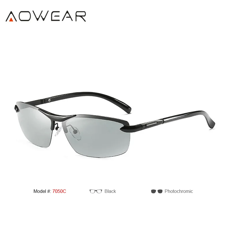 7050C Black AOWEAR HD поляризационные фотохромные солнцезащитные очки, мужские очки-хамелеоны для вождения, мужские очки для вождения на День и ночь, Oculos Lentes Sol Hombre - Цвет линз: 7050C Black