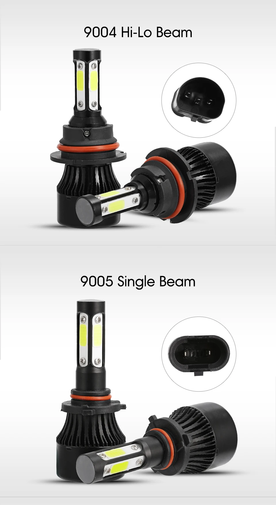 Partol 4 стороны светлые H4 H7 H11 9005 9006 COB 100 W 10000LM автомобиля, противотуманные LED лампочки 6500 K авто светодиодные фары автомобиля огни 12 v 24 v