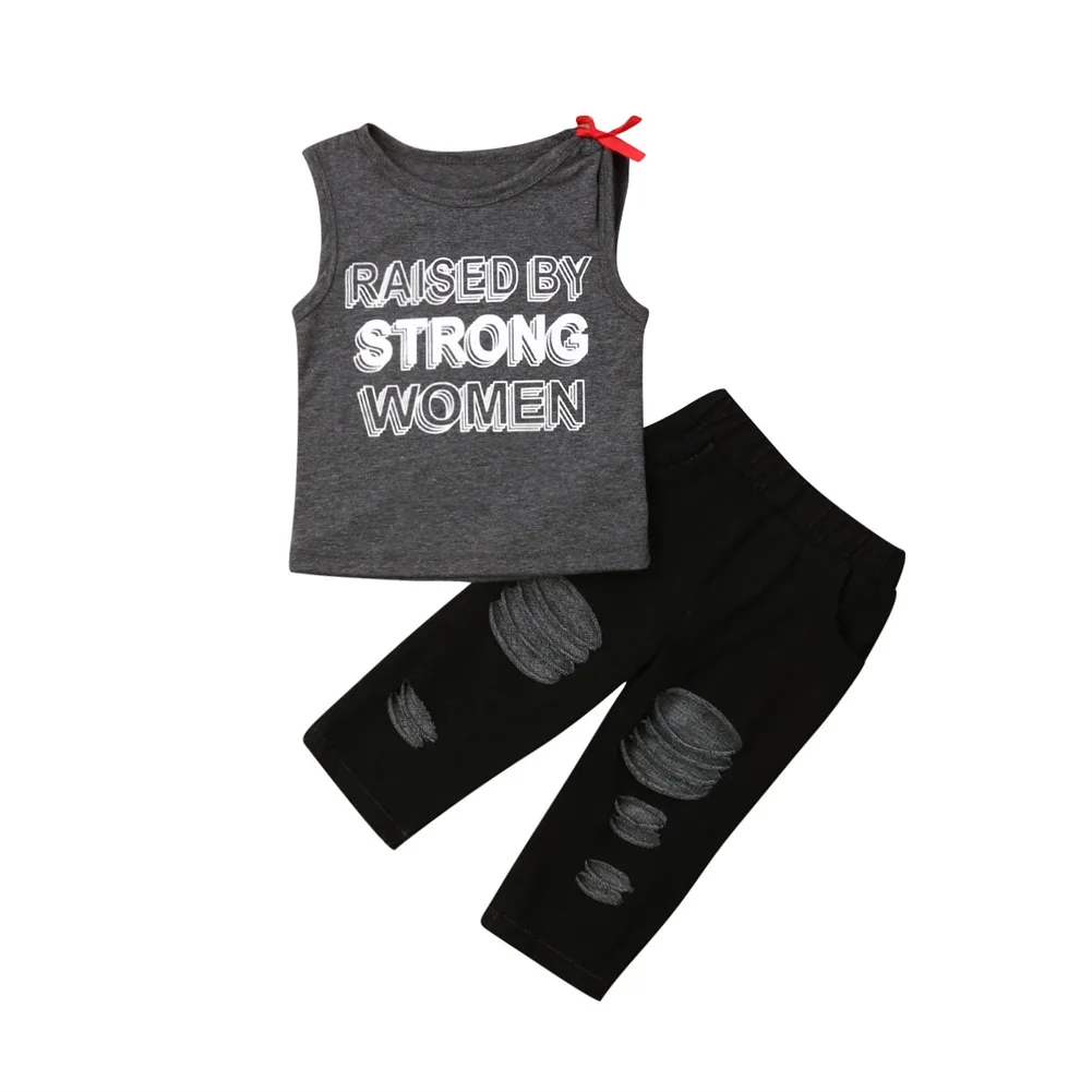 Комплект одежды из 2 предметов для маленьких девочек серый жилет без рукавов с