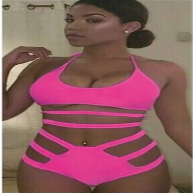 2017 Женский бразильский слитный купальник сексуальный однотонный купальный