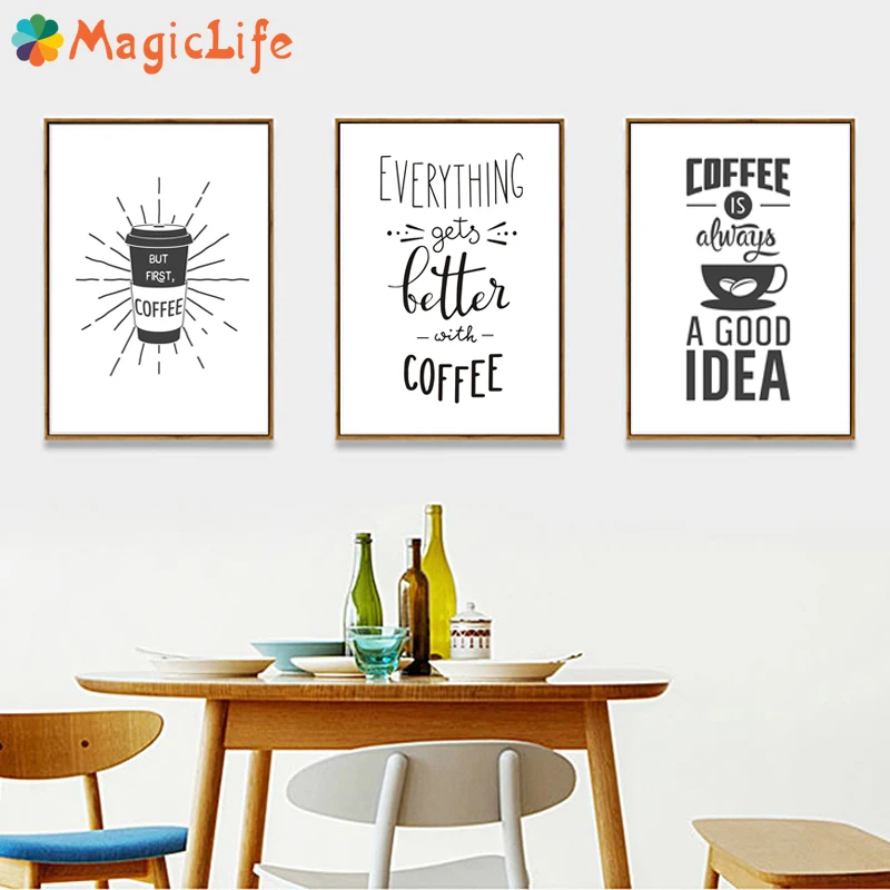 Кофе всегда хорошая идея кухонная настенная Картина на холсте скандинавский