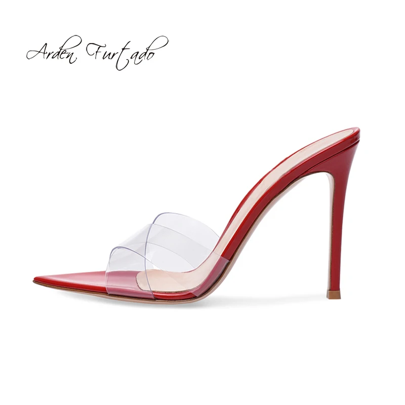 

Arden Furtado Summer Fashion Women's Shoes Stilettos Heels Sexy PVC red Elegant Classics Slippers high heels open toe slides 43