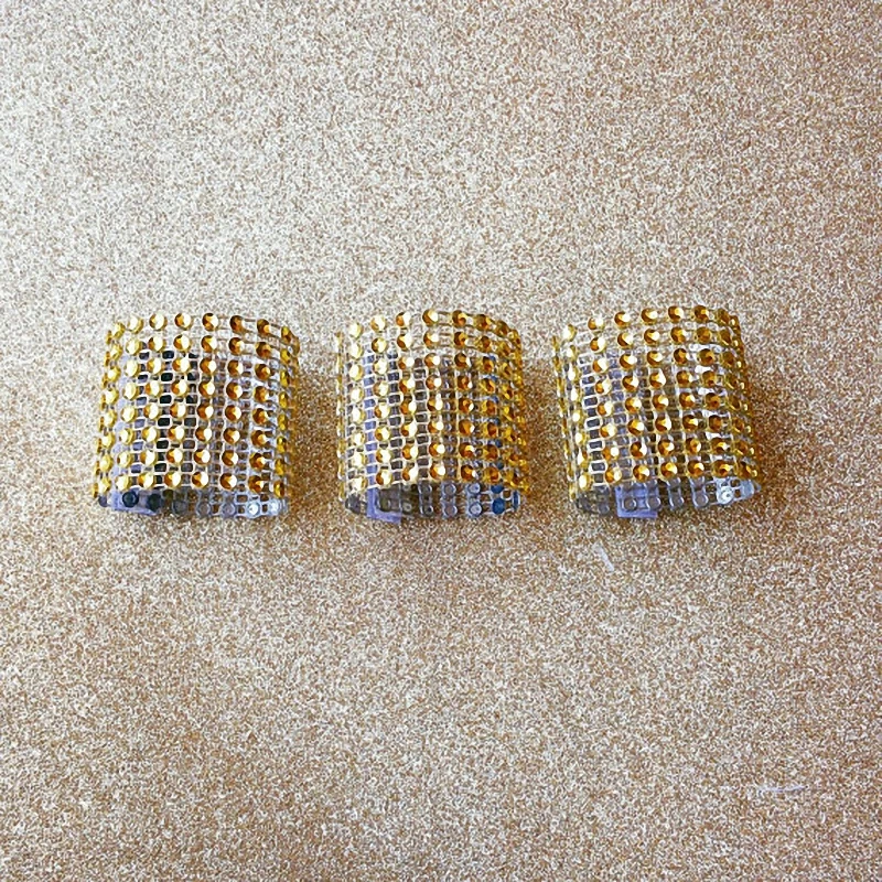 20pcs Birthday Party Suppliers DIY Bling Golden Napkin Rings for Weddings Adjustable diamond mesh Holders casamento mariage | Дом и сад