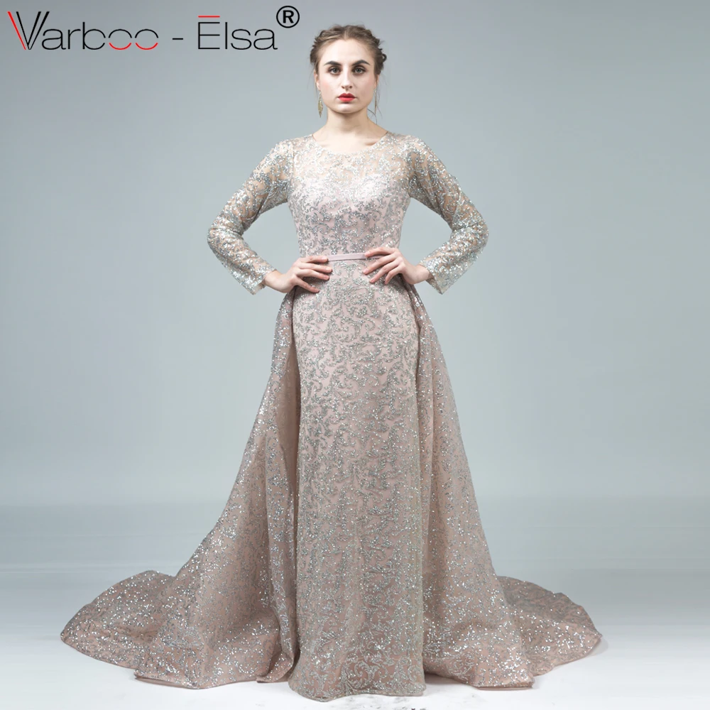 VARBOO_ELSA Vestido de Festa Longo черное блестящее вечернее платье с длинным шлейфом русалки Robe