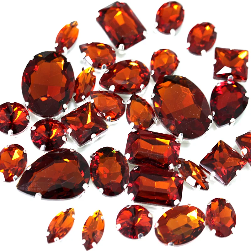 Кофейные Стразы смешанных форм пришивные стразы с золотым когтем плоской задней