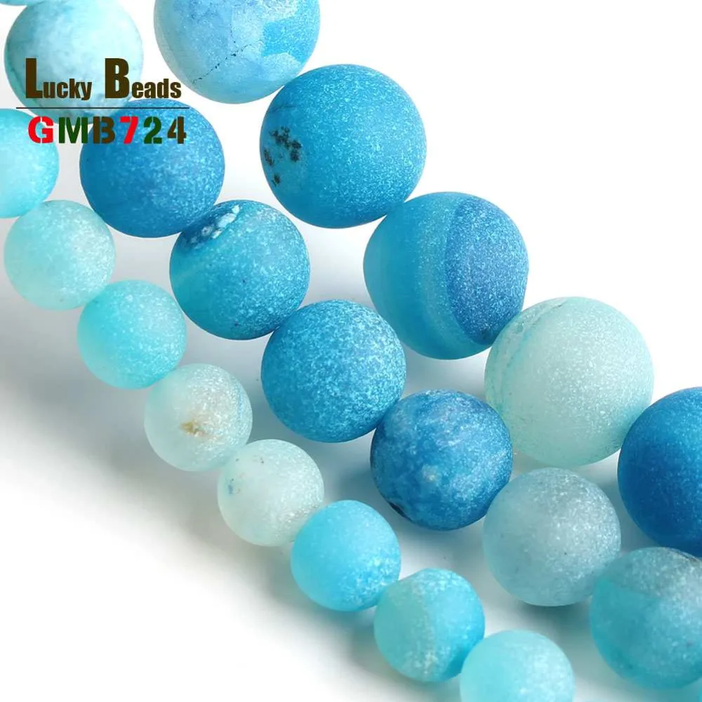 Round Bead Ball Blue smile Cracked Stone Beads Dull Polished Matte For DIY Necklace Bracelets Jewelry Making 15&quot 6 8 10mm | Украшения и