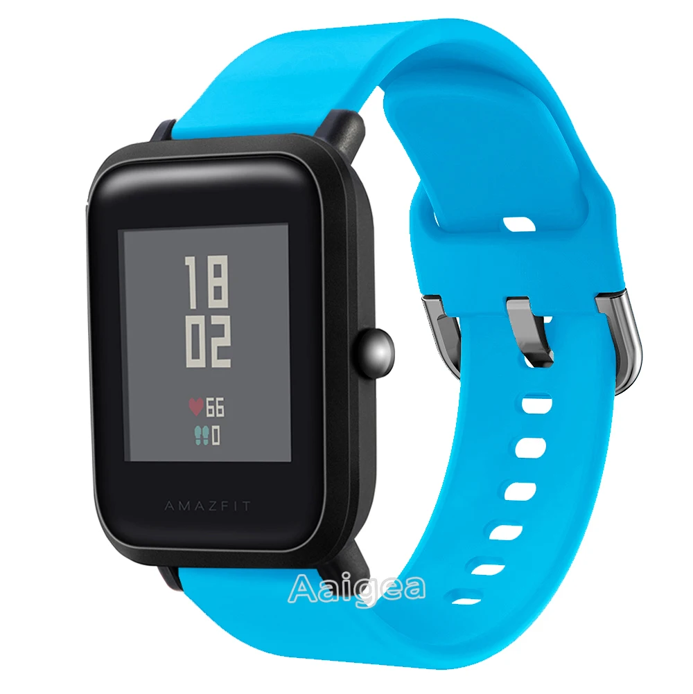 Синий Мягкий силиконовый ремешок для часов для Xiaomi Huami Amazfit Bip BIT PACE Lite, Молодежный сменный спортивный браслет 20 мм, ремешок на запястье - Цвет ремешка: Синий