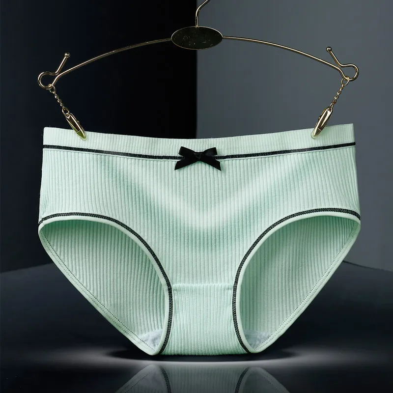 Light Green Женское хлопковое нижнее белье, милые трусы с бантиком, женское нижнее белье, дамское нижнее белье, удобное нижнее белье, мягкие женские трусики, дамское нижнее белье - Цвет: Light Green