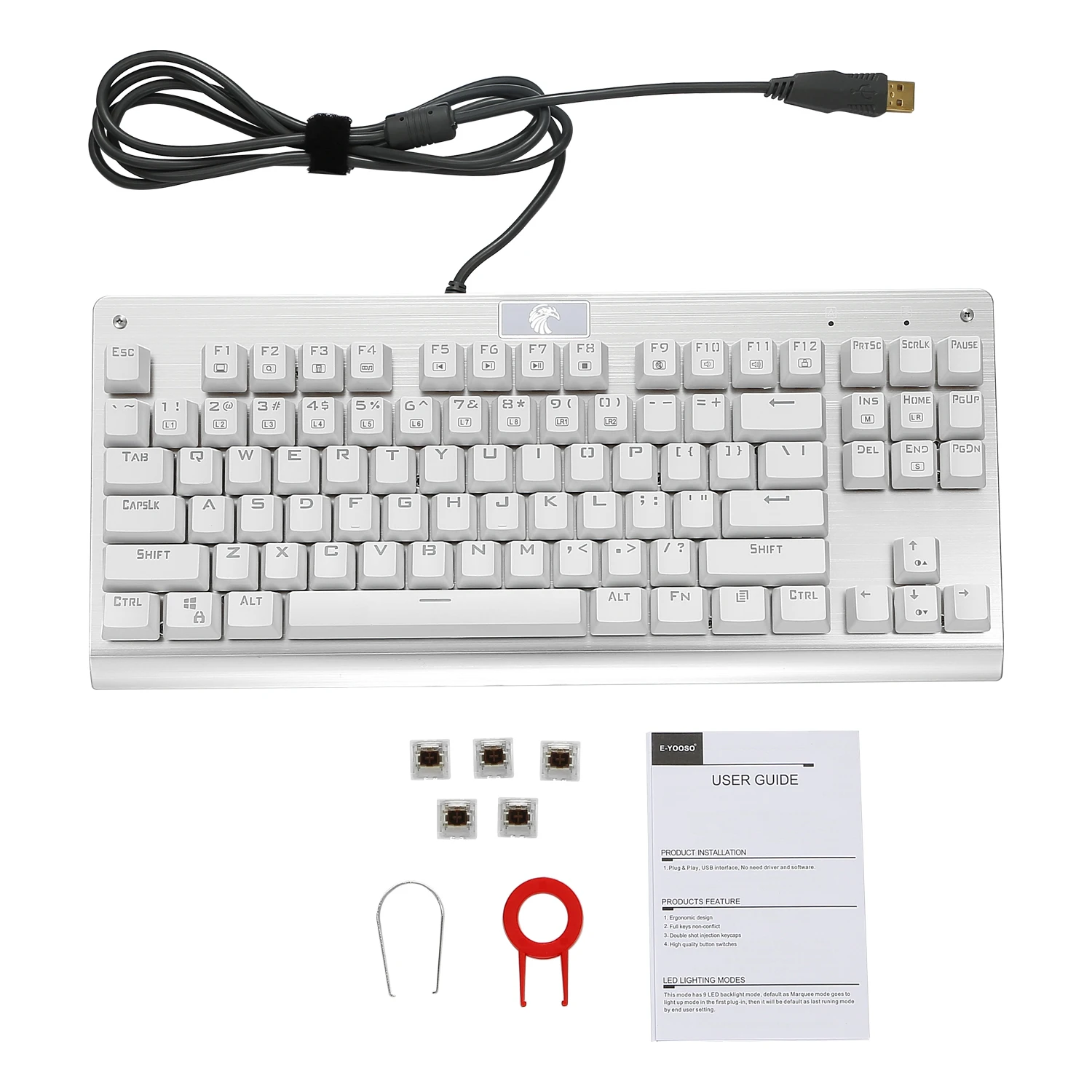 Механическая клавиатура Z77 Eagle TKL, игровая, светодиодный, с подсветкой, металлическая пластина, 87 клавиш, Outemu, переключатели, эргономичная клавиатура для геймера, Typist