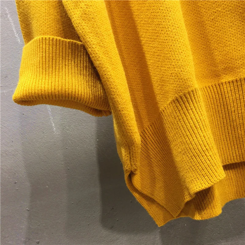 Weinsky Casual Women Knitted Sweaters And Pullovers Ladies Autumn Winter 2018 Korean Oversized Long Yellow White | Женская одежда