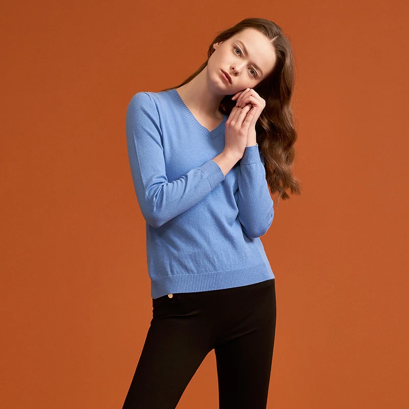 Toyouth Slim Thin Solid V-neck Sweaters Basic Bottoming Knitted Sweater For Women Casual O Neck Pullovers Spring Tops | Женская одежда